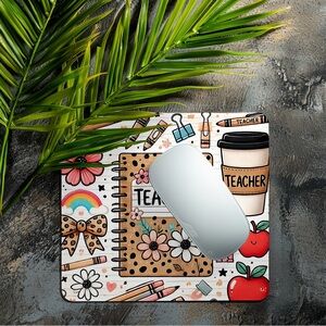 Hand Crafted Floral Teacher Desk Mouse Pad in Green, Red, Pink, Brown, Black